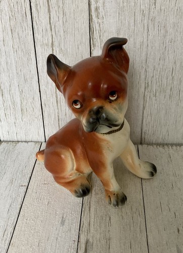 Vintage ceramic brown boxer - vintage,